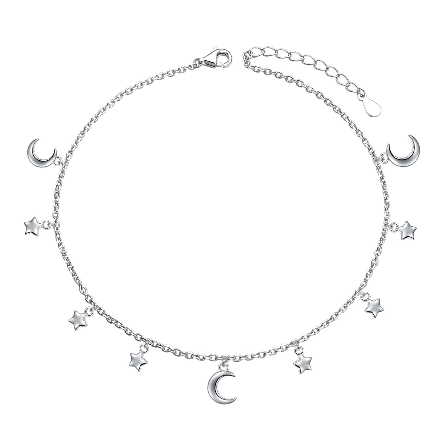 Women's Sterling Silver Anklet - Dainty Bead Heart Infinity Letter Initial Adjustable Boho Ankle Bracelet | Perfect for Beach, Summer Outfits & Boho Fashion