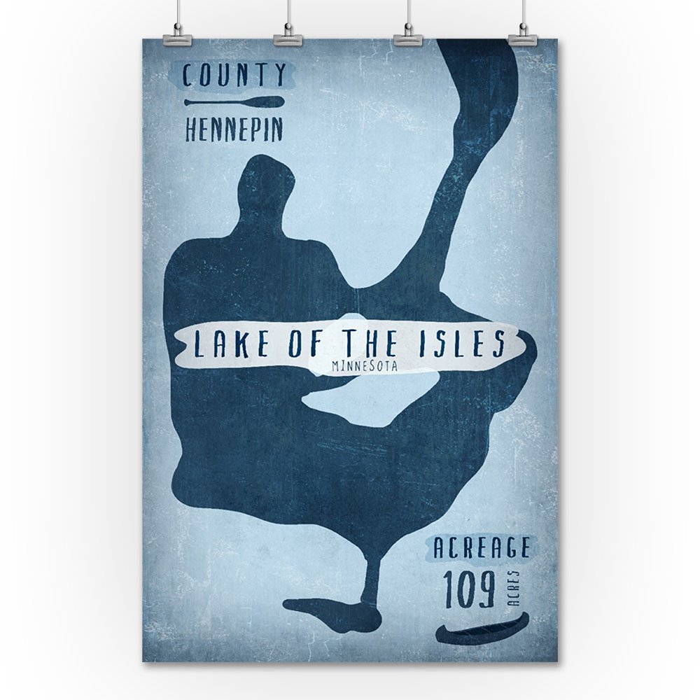Lake of the Isles Minnesota - 36x54 Giclee Gallery Print Travel Poster - Lake Shape, Acreage & County Details - Wall Art Decor for Home, Office & Cabin