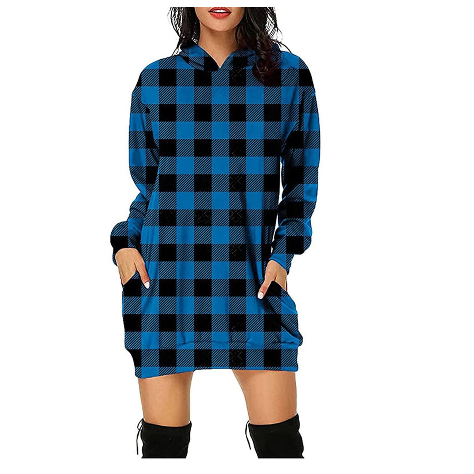 Women's Hooded Long Sleeve Sweater Dress - Cozy Pullover Hoodie Tunic Top for Casual Wear, Loungewear & Winter Fashion | Perfect for Work, Travel & Everyday Outfits