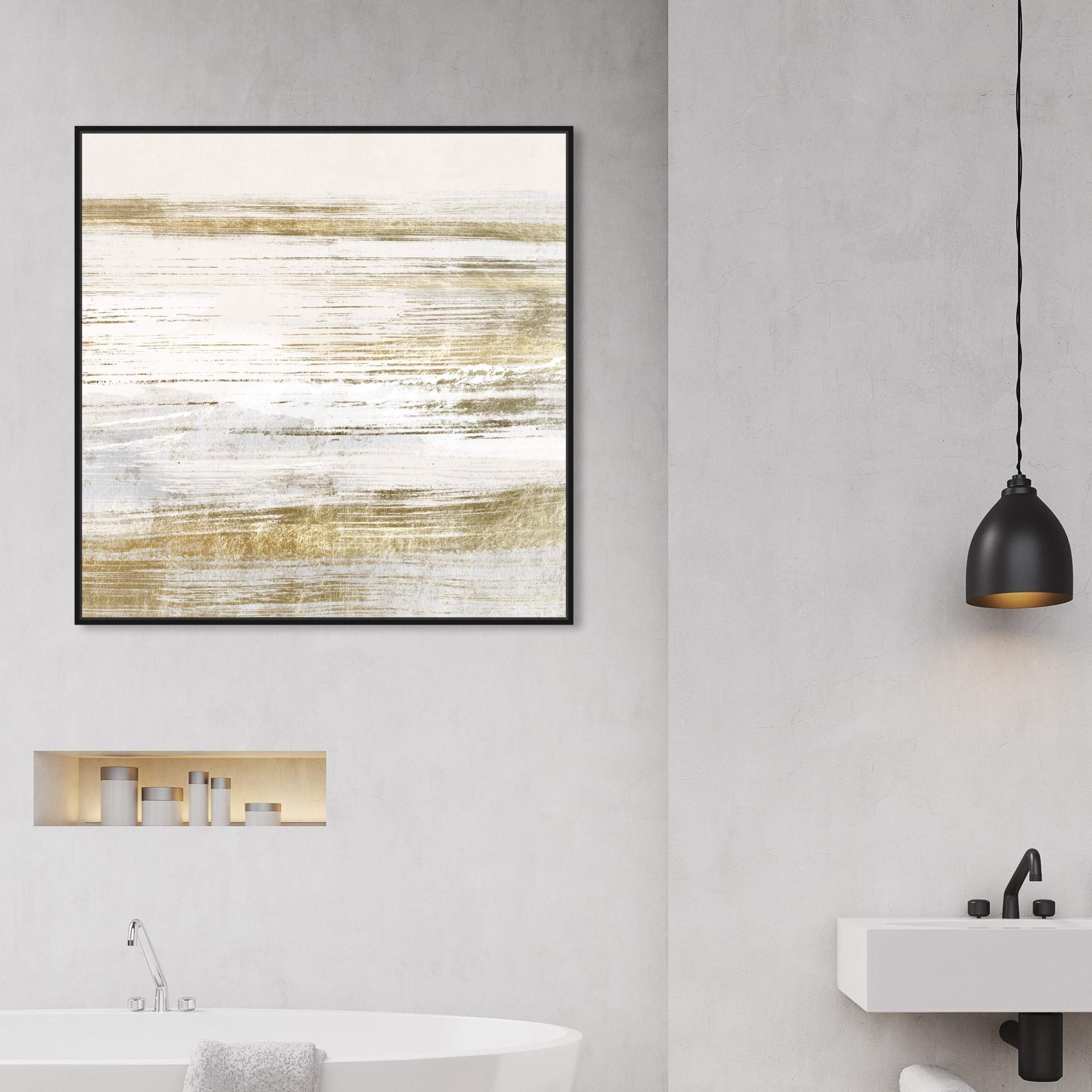 Abstract Wall Art Canvas Prints 'Blush Romance Gold' - 30x30 Inch Black Framed Home Decor by Oliver Gal Artist Co. | Perfect for Living Room, Bedroom & Office Wall Decor
