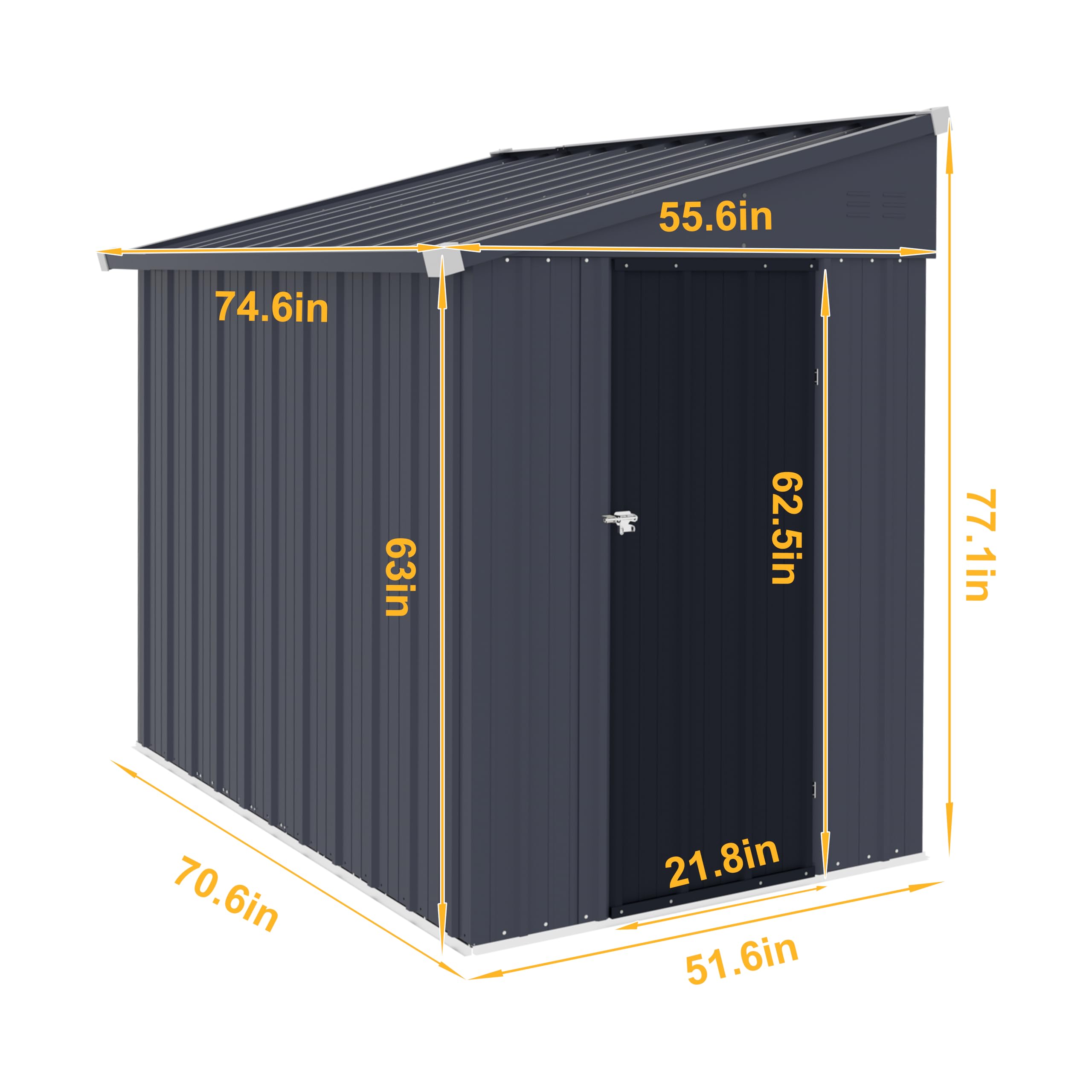 VEIKOU 4x6FT Heavy-Duty Metal Storage Shed - Galvanized Steel Outdoor Shed with Lockable Door & Ventilation - Weatherproof Garden Shed for Backyard, Patio & Lawn Equipment Storage (Gray & Black)