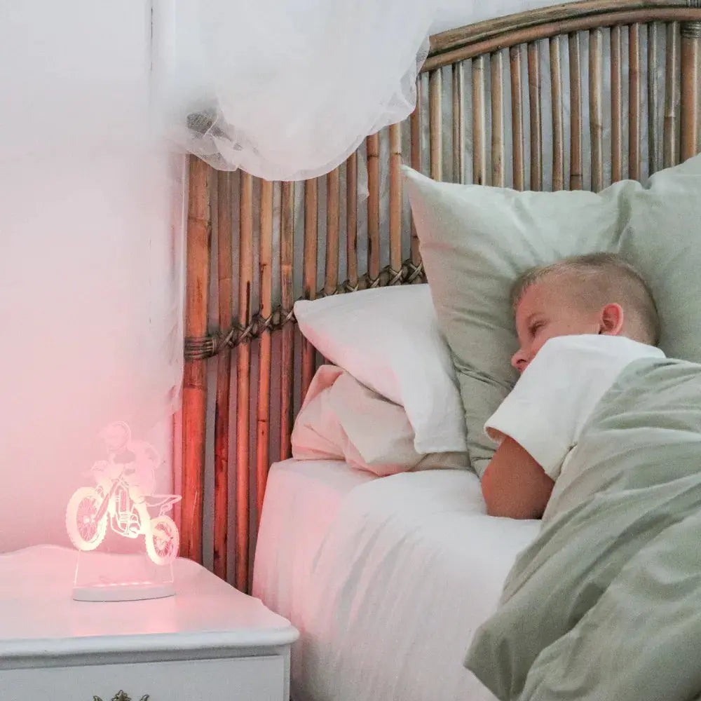 Duski Motorcycle Night Light - LED Bedside Lamp for Kids Room, Nursery, and Home Decor - Perfect for Nighttime Safety and Relaxation