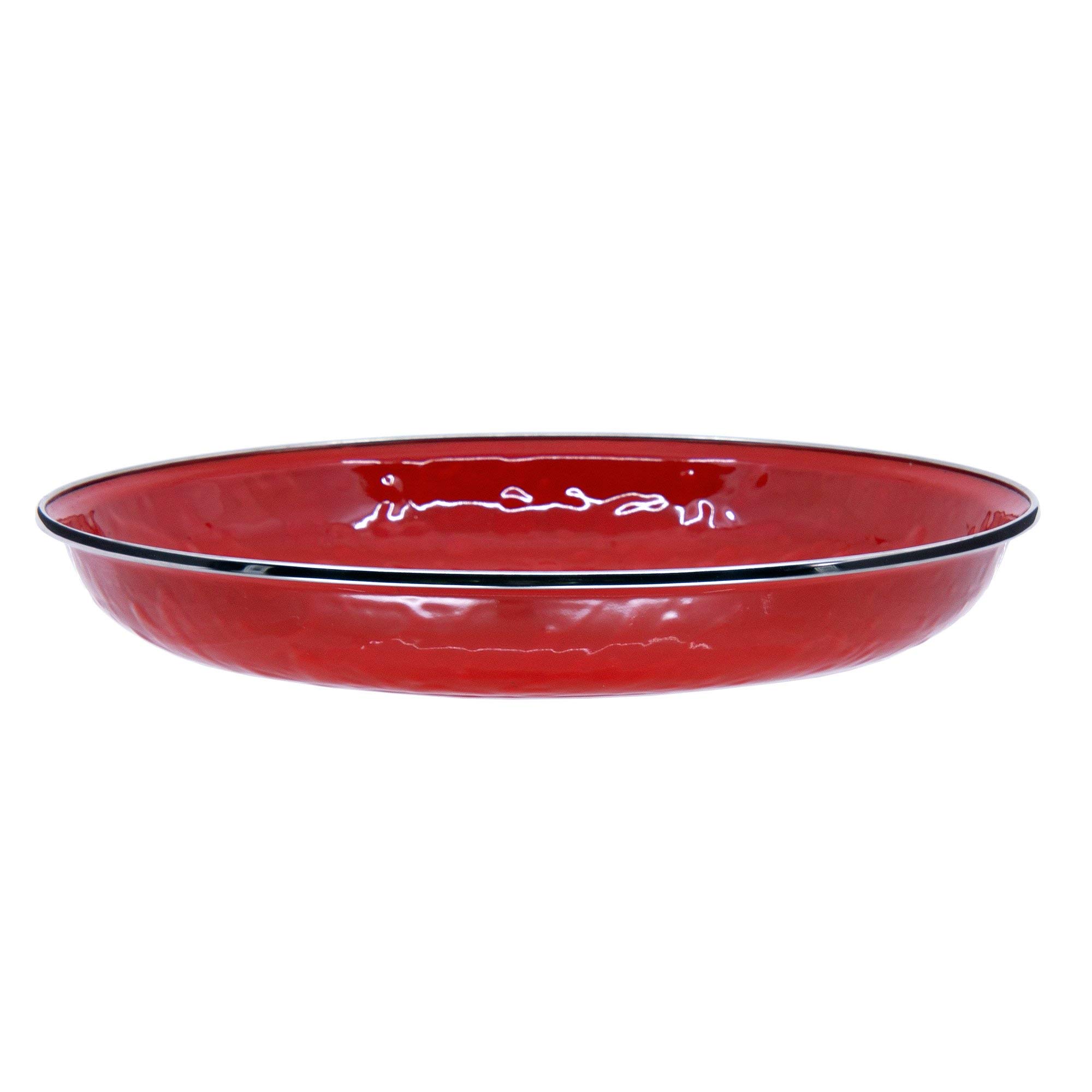 Golden Rabbit Enamelware Pasta Plates - Set of 4 (10 Inch, Solid Red) for Italian Dining, Picnics & Farmhouse Kitchen Decor