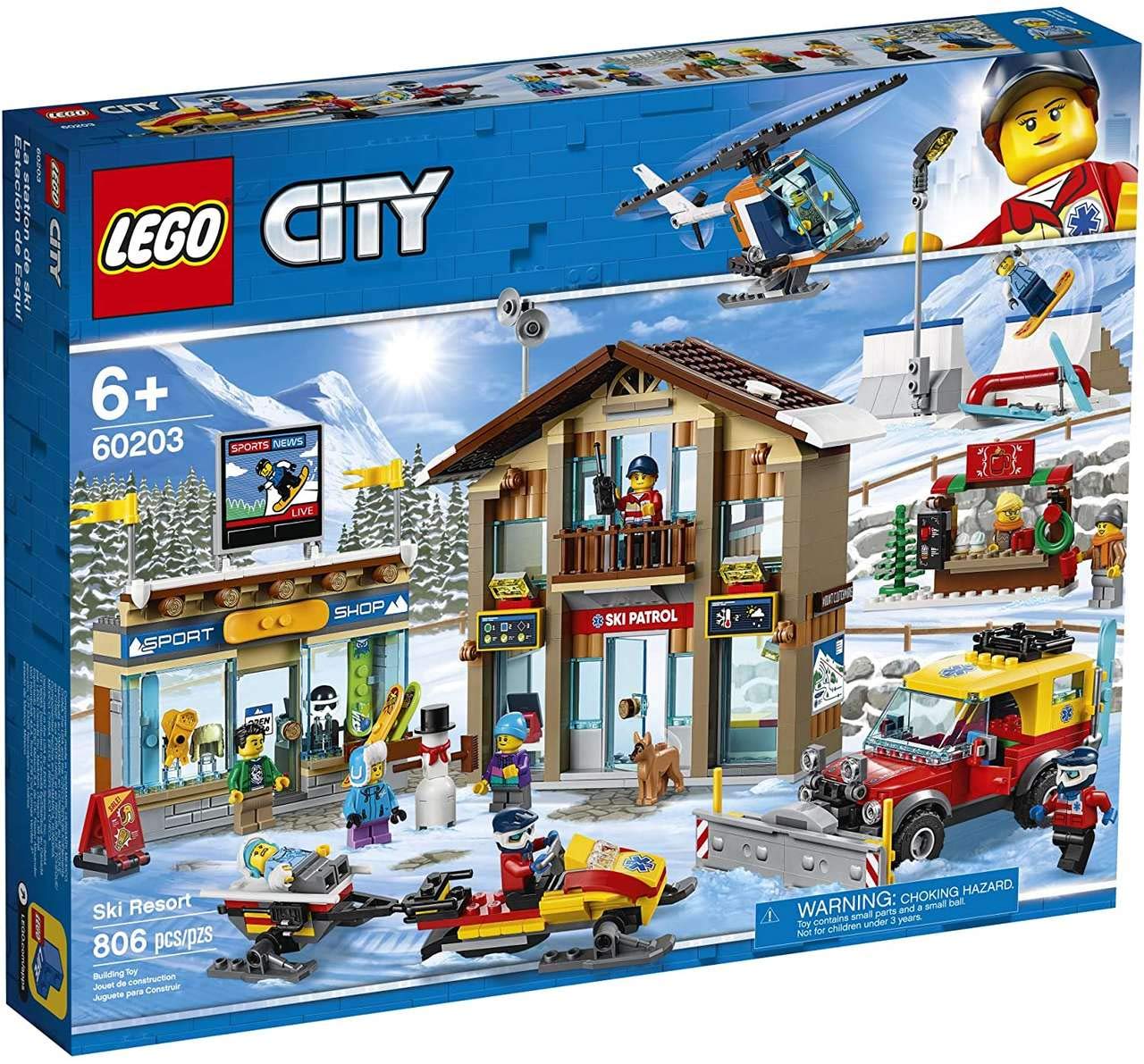 LEGO City Ski Resort 60203 Building Kit - 806 Piece Snow-Themed Construction Toy for Kids Ages 6-12 | Creative Play, Winter Themed Gift & STEM Learning | Perfect for Birthday Presents & Holiday Decorations