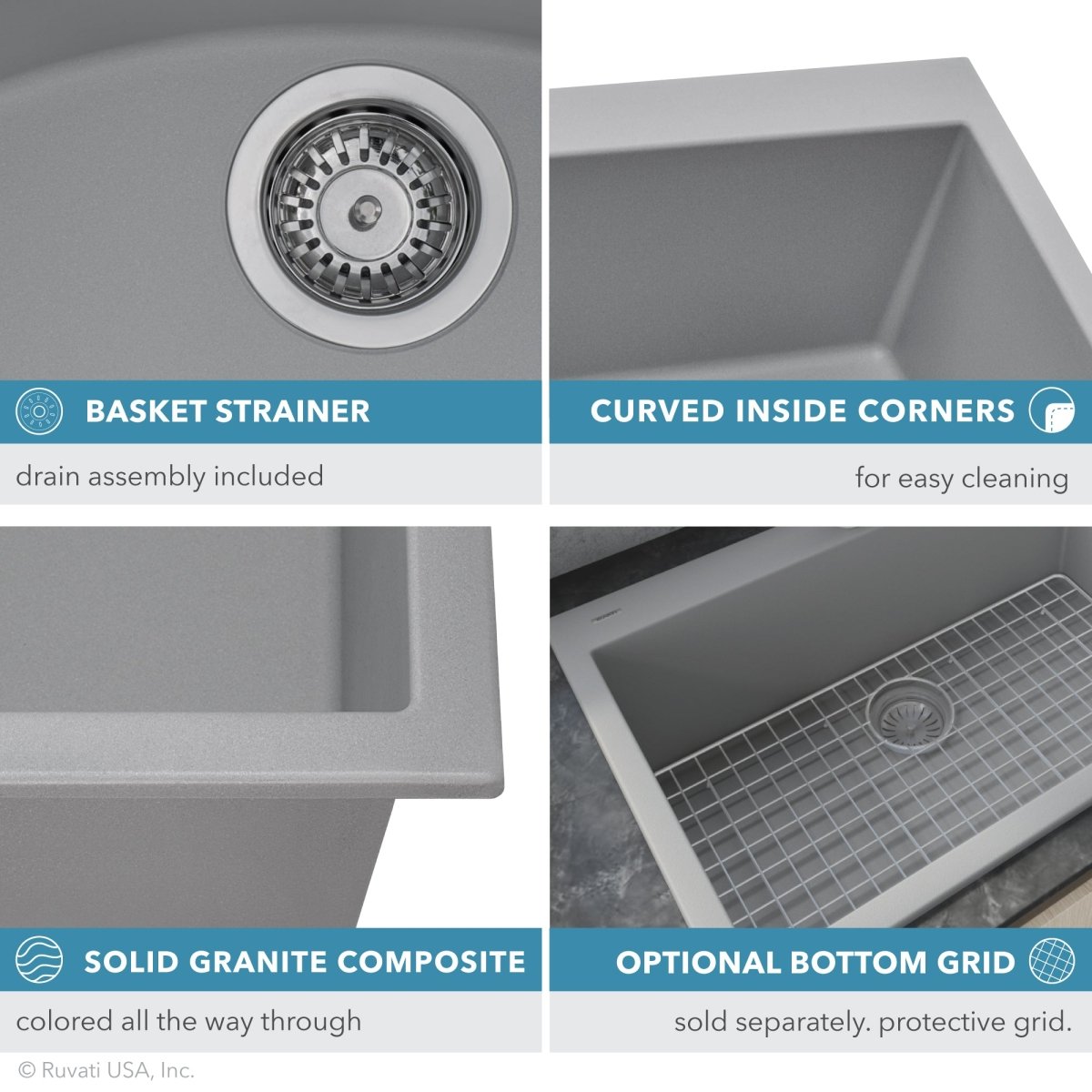 33 x 19 Inch Granite Composite Undermount Single Bowl Kitchen Sink - Durable & Stylish for Modern Kitchens | Perfect for Cooking, Washing Dishes & Food Prep