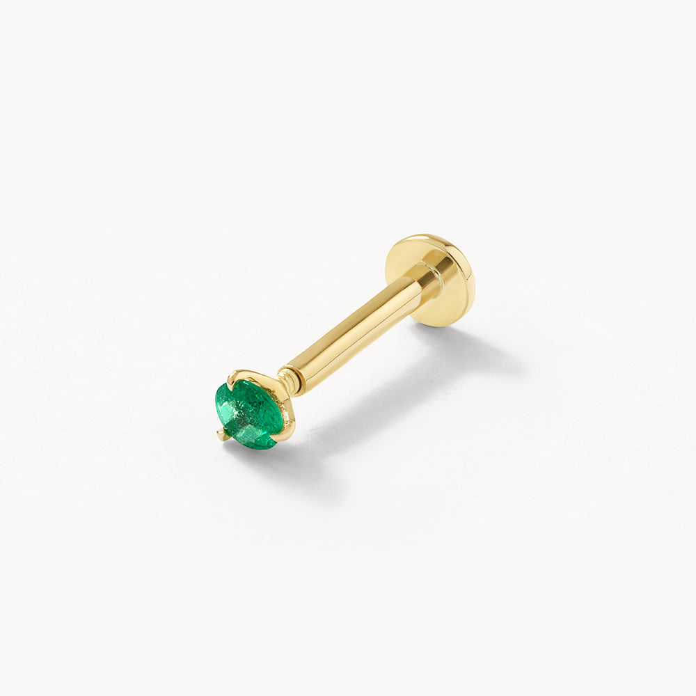 10K Gold Emerald Helix Single Stud Earrings - Dainty Cartilage Piercing Jewelry for Women, Perfect for Everyday Wear & Special Occasions