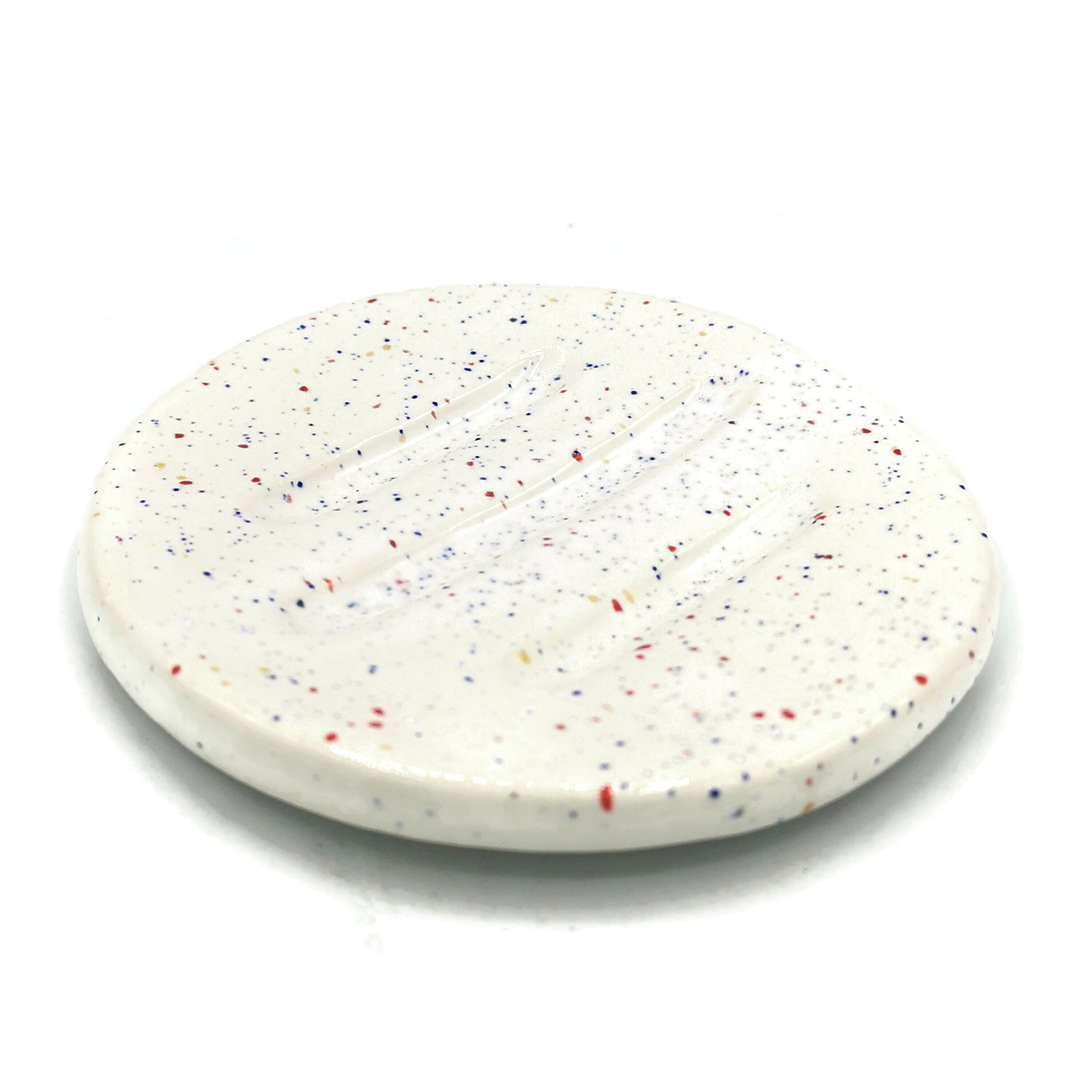 Handmade Ceramic Soap Dish with Drain Hole - Round Bathroom Organizer for Bar Soap | Perfect for Sink Countertops, Showers & Vanity Decor