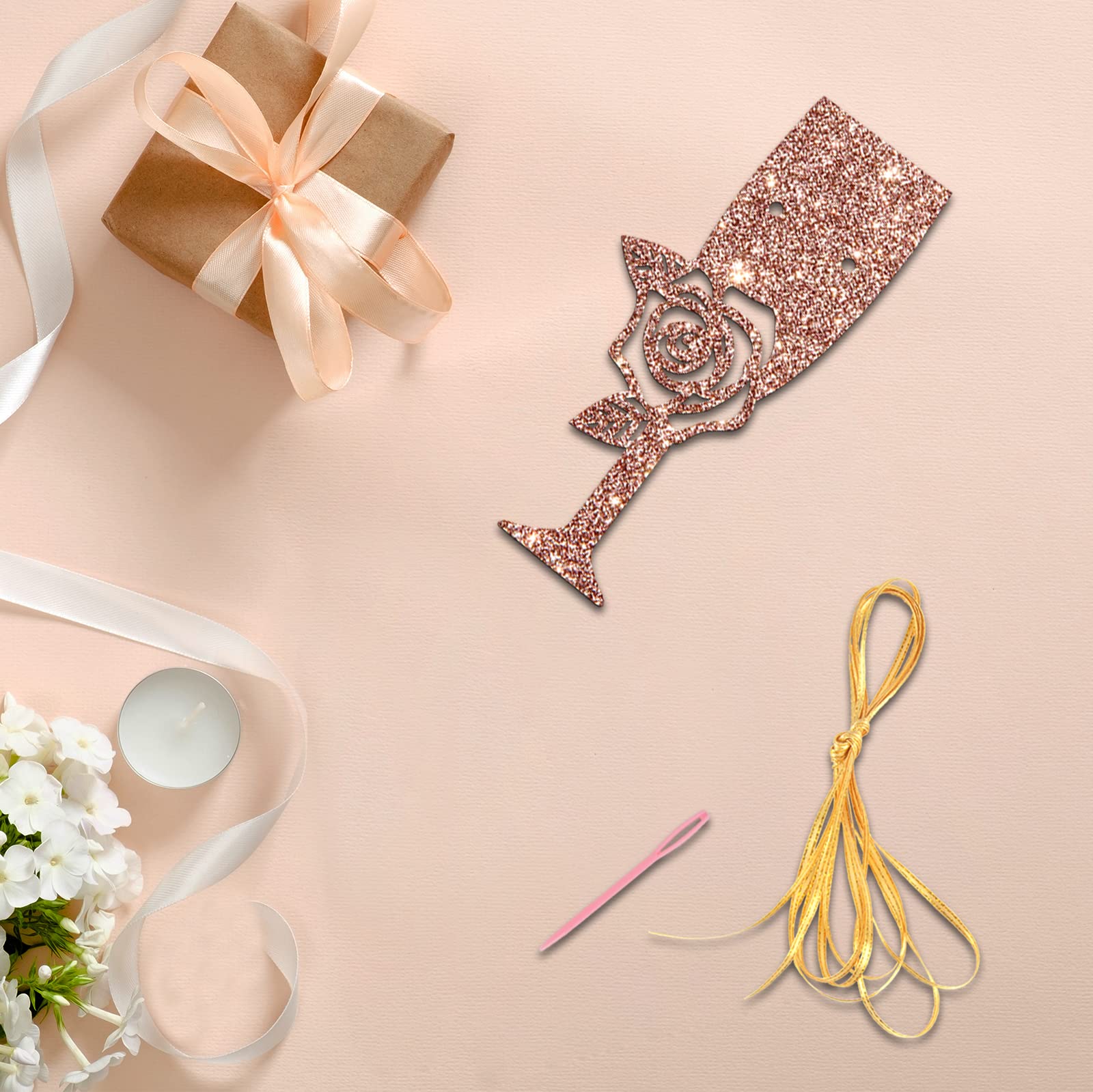 Elegant Rose Gold Brunch & Bubbly Banner - 7.9ft Bridal Shower & Bachelorette Party Decorations with Champagne Glass Design - Perfect for Wedding Receptions, Baby Showers & Anniversary Celebrations