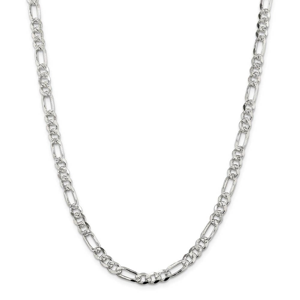 5.5mm Sterling Silver Pave Flat Figaro Chain Necklace - Elegant Black Bow Design for Women, Perfect for Parties, Weddings & Everyday Wear