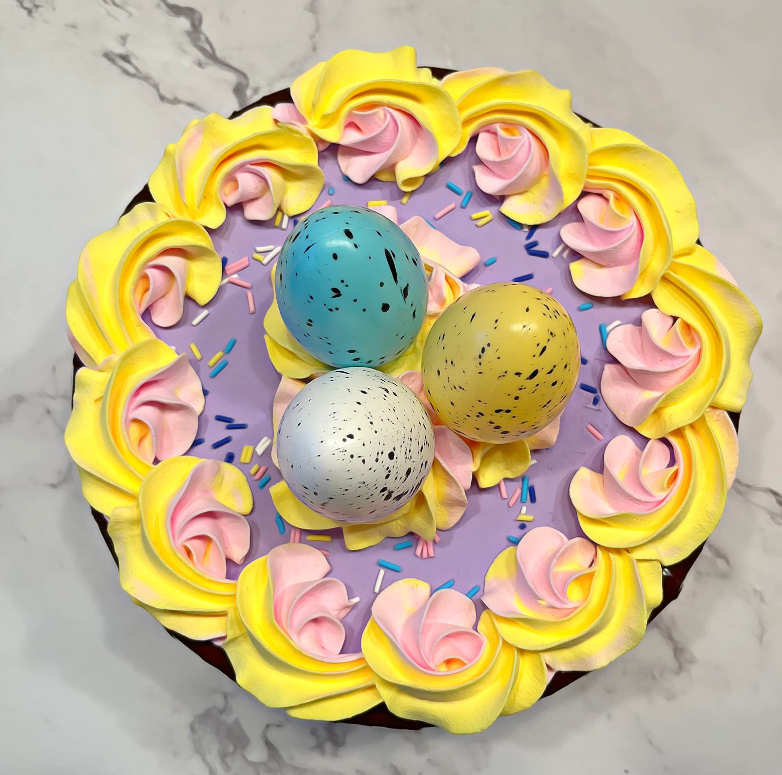 Artificial Cupcakes & Cakes for Display - Fake Cake Decorations for Home, Kitchen & Party Decor - Faux Desserts on Cake Plates - Easter Egg Fake Cakes - Perfect for Wedding Centerpieces, Dessert Table Displays & Home Decor