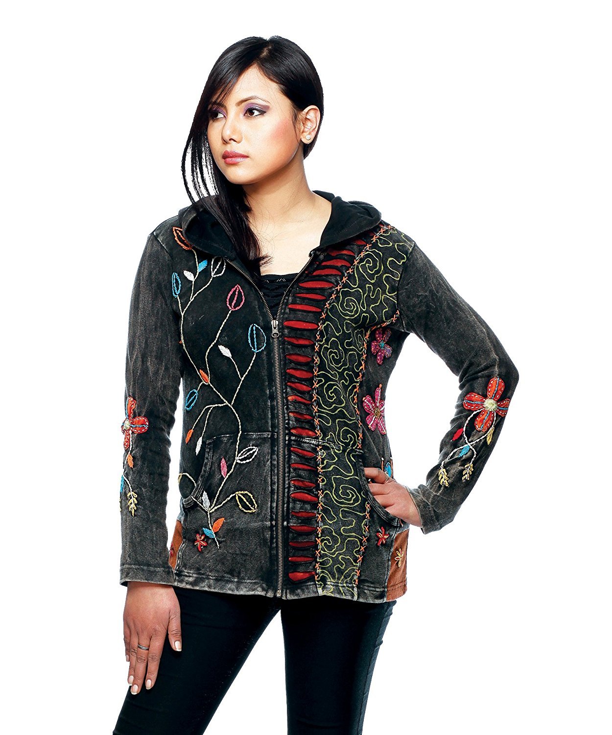 Stylish Women's Floral & Fire Print Jacket - Trendy Outerwear for Casual Wear, Street Fashion & Outdoor Adventures