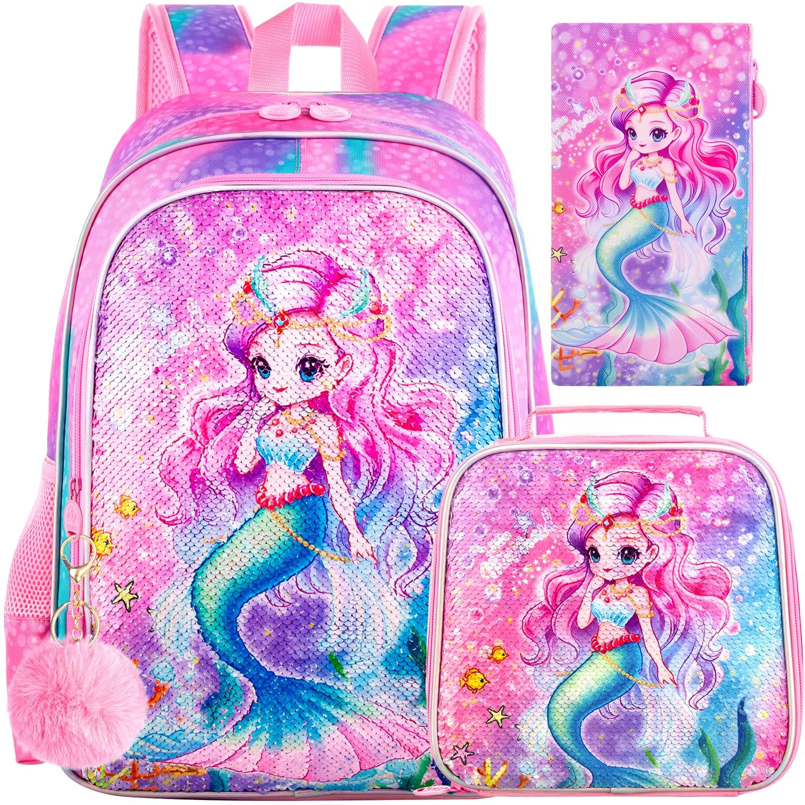 3PCS Girls Backpack Set with Lunch Box - 16