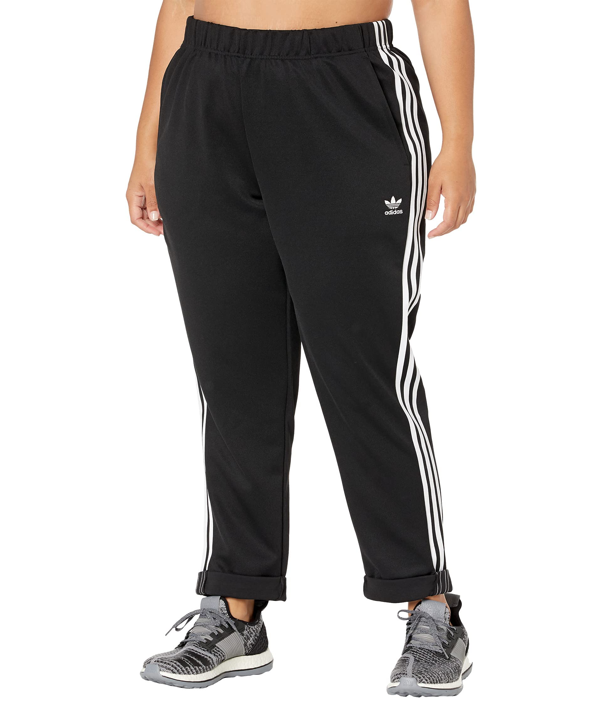 Adidas Plus Size Boyfriend Pants for Women - Black & White Casual Lounge Pants (Size 2X) | Comfortable Athletic Joggers for Relaxing, Running Errands & Yoga