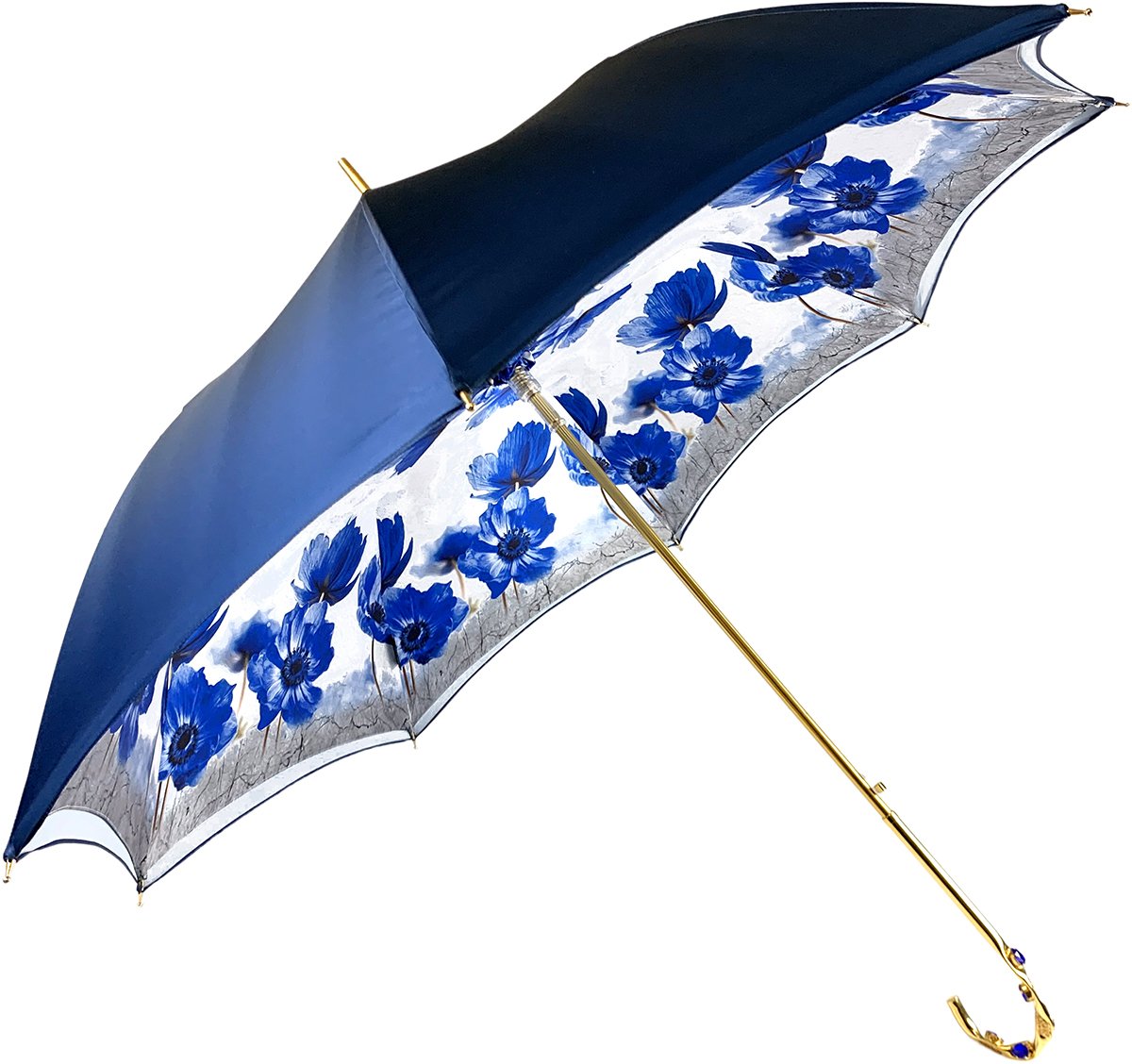 Blue Flowers Umbrella - Windproof Compact Folding Umbrella for Women & Men - Perfect for Rainy Days, Outdoor Travel & Beach Use
