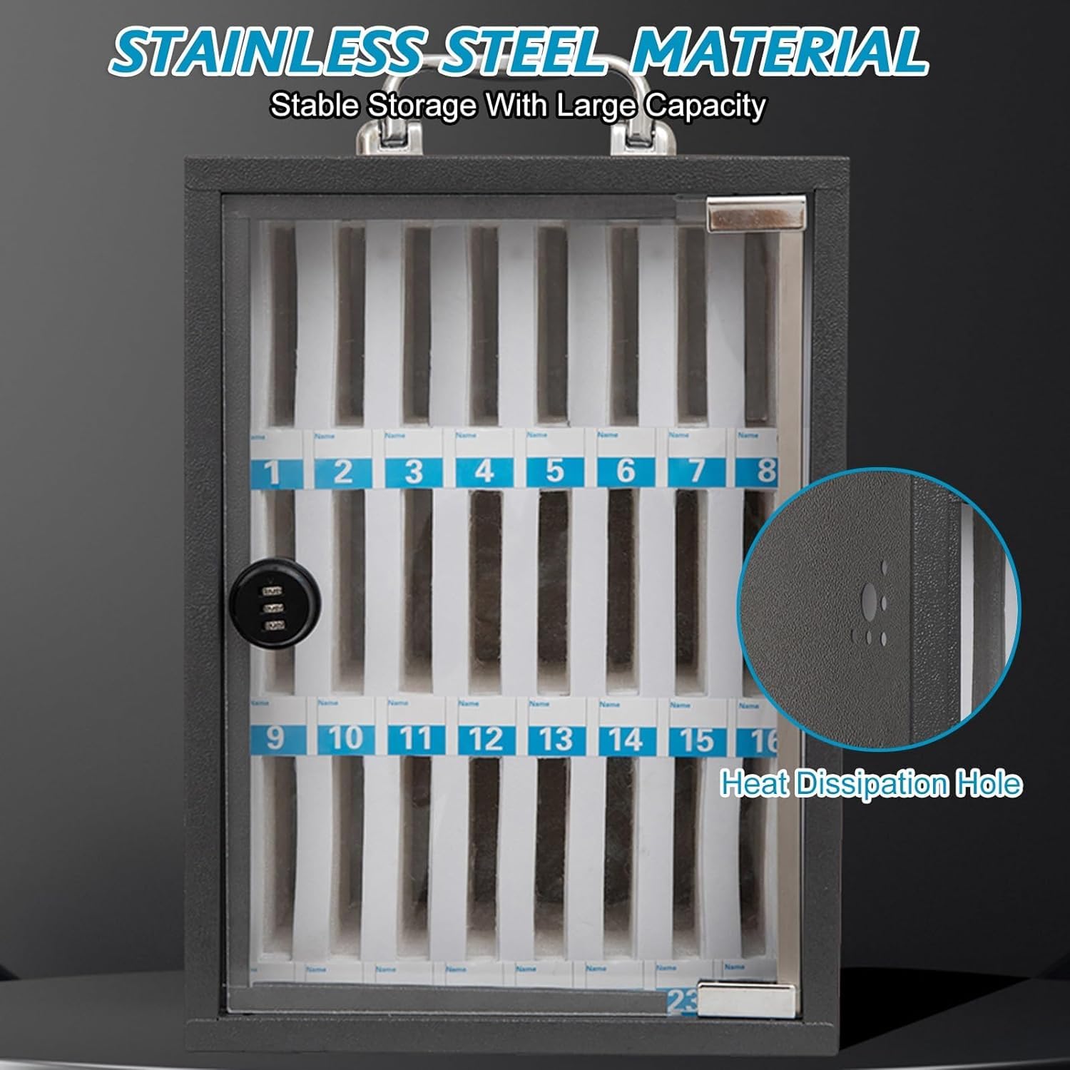 Secure Password Lock Cell Phone Locker Cabinet - Portable Mobile Phone Storage Box with Key for School, Office & Home (36 Slots, Black) - Ideal for Classroom Management, Workplace Productivity & Family Device Organization