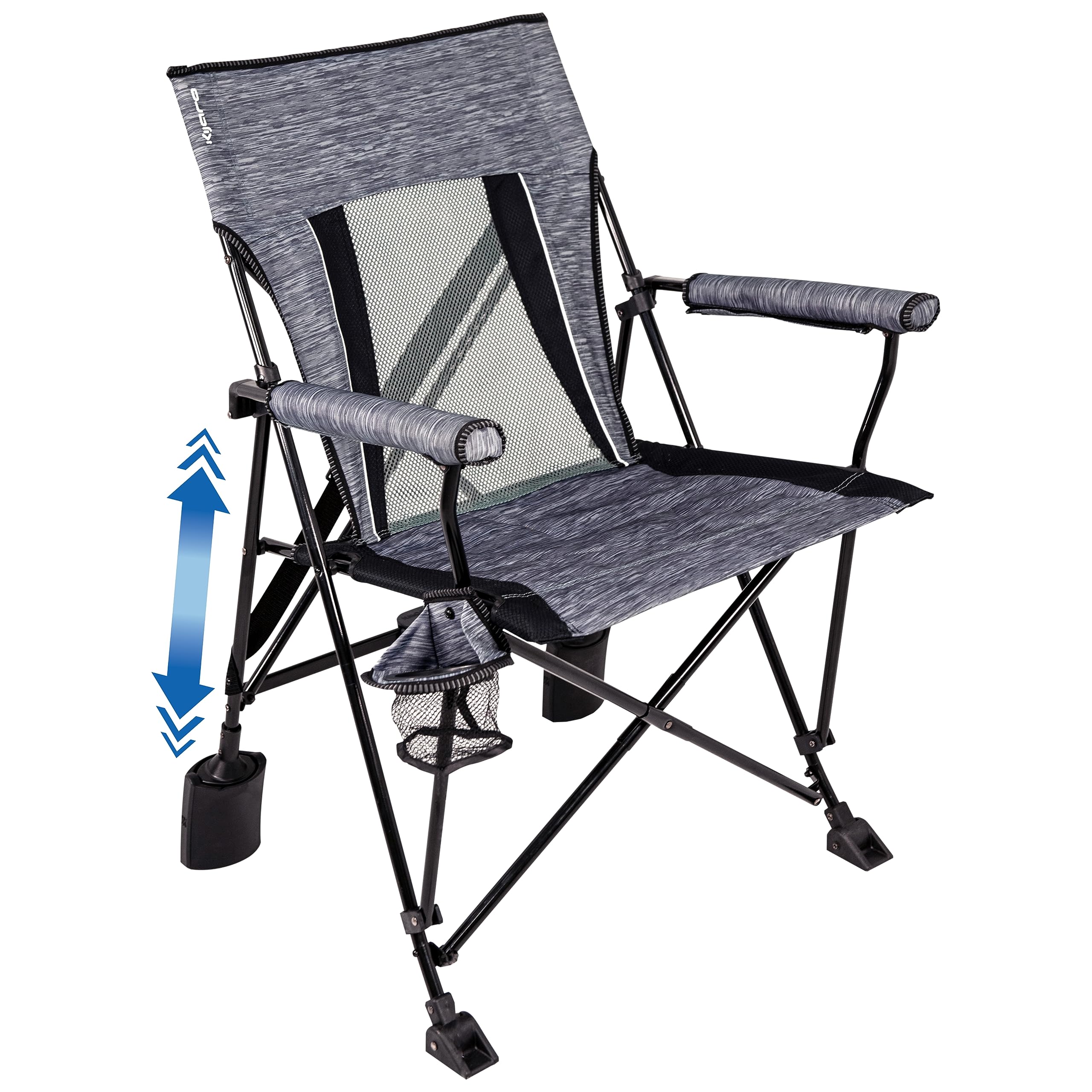 Kijaro Rok-it Rocking Camp Chair - Portable Folding Rocker Chair for Outdoor Camping, Lawn, Sports & Travel - Lightweight & Durable - Hallett Peak Gray - Perfect for Backyard, Beach, Picnics & Tailgating