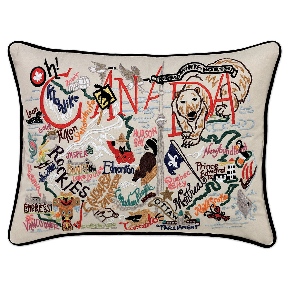 Hand Embroidered Decorative Throw Pillow Covers - Canadian Folk Art Design for Sofa, Bed & Home Decor