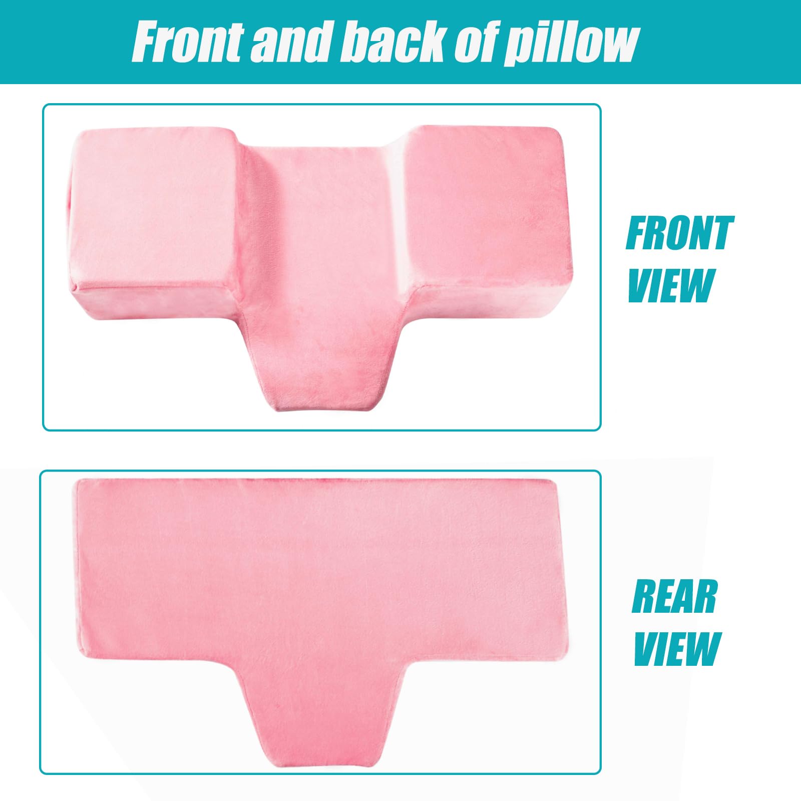 Professional Memory Foam Eyelash Extension Pillow with Velvet Cover - Ergonomic Contour Design for Neck Support & Pain Relief (Pink) | Perfect for Beauty Salons, Lash Artists & Home Spa Treatments