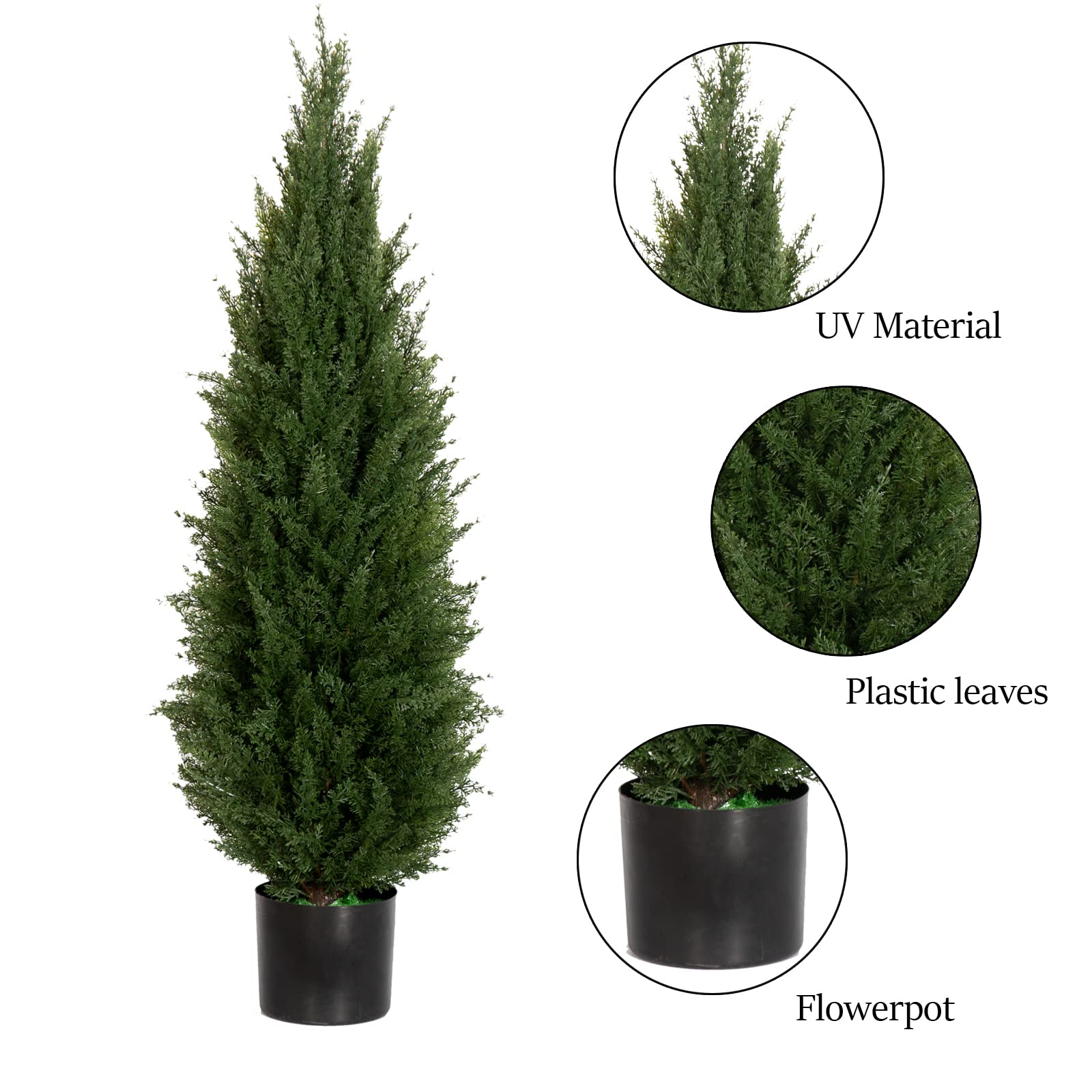 3.5ft Artificial Cedar Topiary Tree Potted Plants - UV Resistant Faux Greenery for Indoor & Outdoor Decor - 2 Pack Set - Perfect for Home, Office, Garden, and Patio Decoration