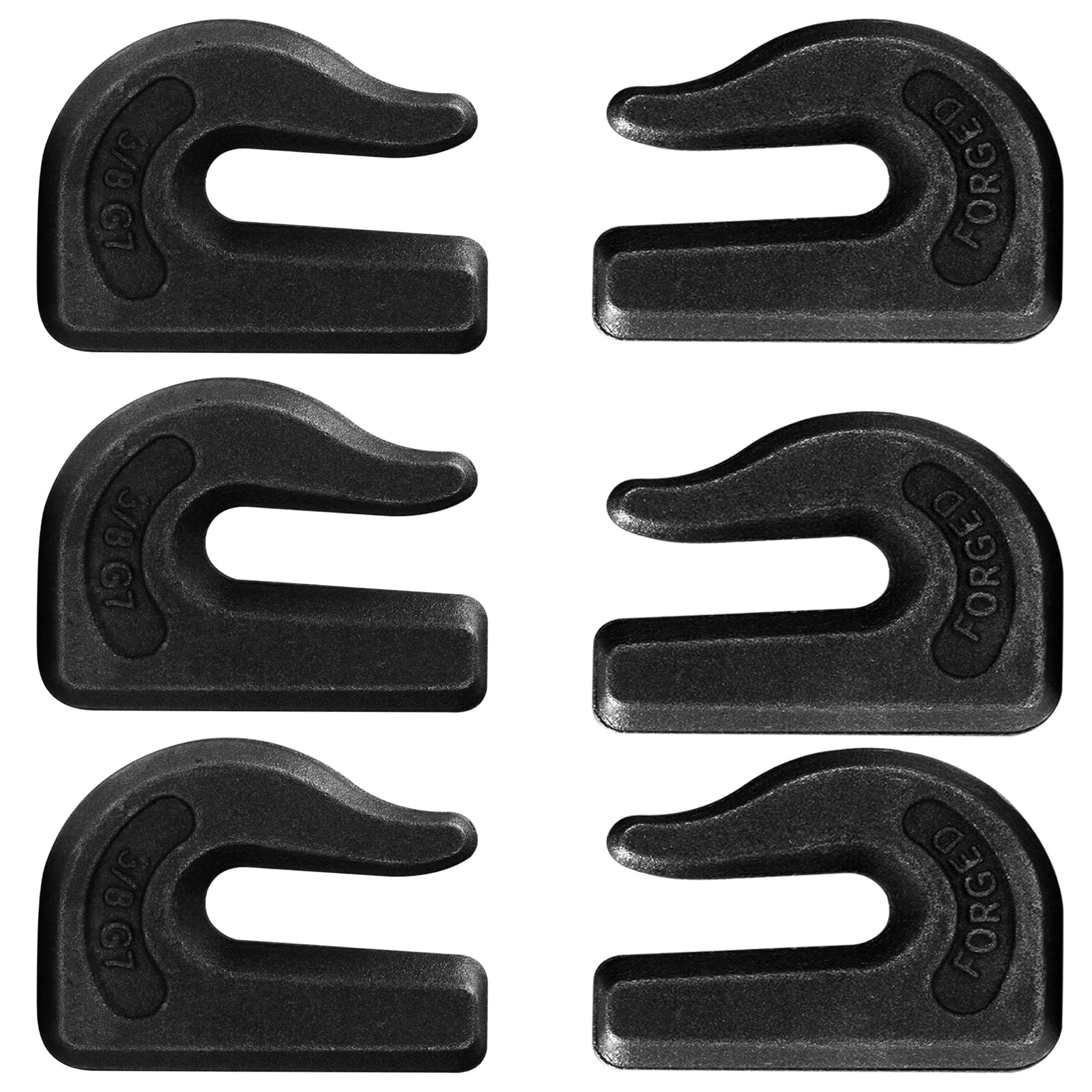 6Pcs Heavy Duty Weld-On Chain Hooks, 3/8 Inch Grade 70 Forged Steel Clevis Grab Hooks for Tractor Bucket - Perfect for Chain Pulling, Lifting, Rigging & Forklift Trailer Applications - Ideal for Farm, Construction & Industrial Use