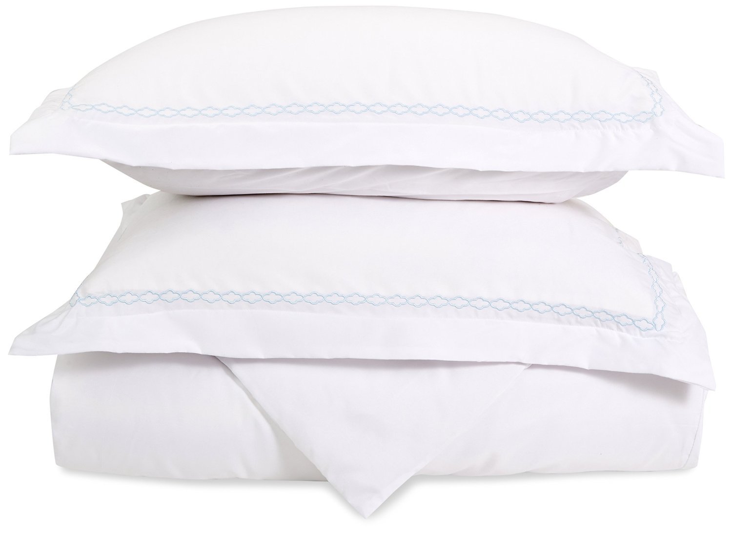 Premium 100% Brushed Microfiber Duvet Cover Set - Ultra Soft & Lightweight King/California King Size, Wrinkle Resistant White Bedding with Blue Cloud Embroidered Pillowshams (Gift Box Included) - Perfect for Master Bedrooms, Guest Rooms & Luxury Hotels
