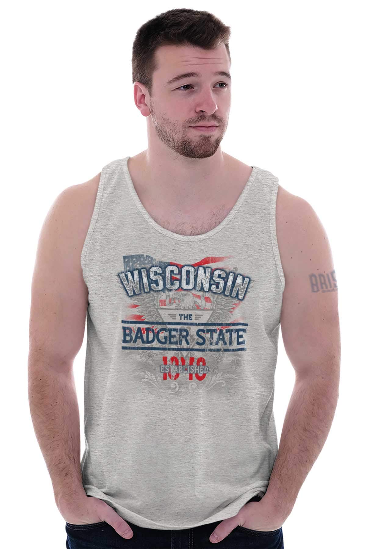 Wisconsin United States Motto Tank Top T-Shirts for Men & Women - Casual Wear, Gym, Outdoor Activities