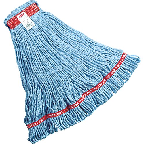 Rubbermaid Commercial Heavy Duty Wet Mop Head Replacement - 1 Inch Green Headband, Blue - Industrial Floor Cleaning for Office, School, Stadium, Lobby & Restaurant - Perfect for High-Traffic Commercial Spaces
