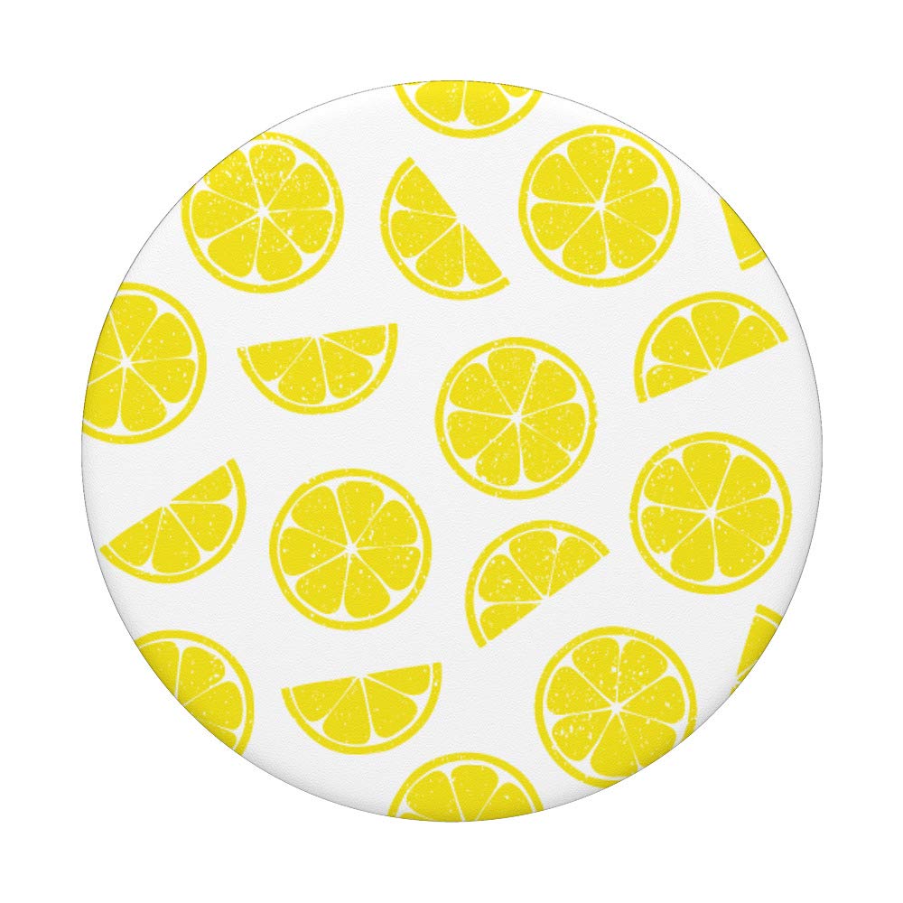 Lemon Slice Pattern Yellow White PopSockets Phone Grip & Stand - Perfect Fruit Lover Gift for iPhone, Samsung & Tablets - Great for Kitchen, Office & Summer Beach Outings