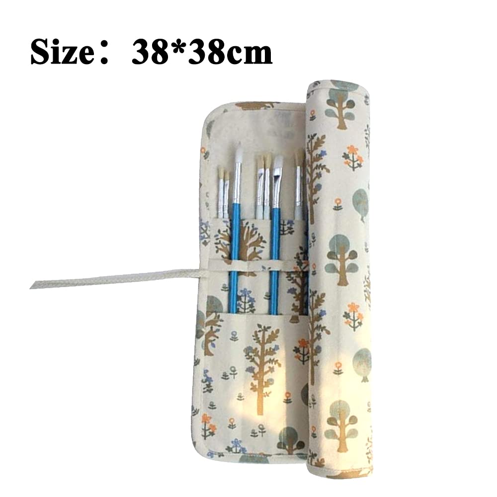 20 Holes Artist Paint Brush Holder Roll-Up Canvas Brush Organizer - Large Capacity Pouch for Paint Brushes, Colored Pencils & Art Supplies - Perfect for Watercolor, Acrylic Painting & Art Classes