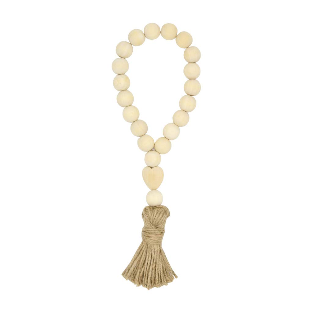 HELYZQ Natural Wood Bead Garland with Tassel - Farmhouse Style Decor for Nursery, Kids Room, Wedding & Vase Decoration | Perfect for Boho Home, Baby Shower & Rustic Wedding Centerpieces