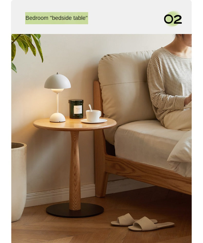 Solid Wood Round Side Table - Oak, Black Walnut, Cherry - Modern End Table for Living Room, Bedroom & Office