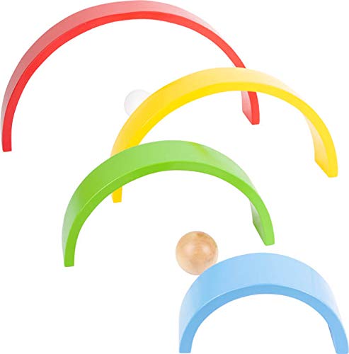 Small Foot Wooden Rainbow Blocks XL - 12-Piece Set with 2 Balls for Kids & Kindergarten Play