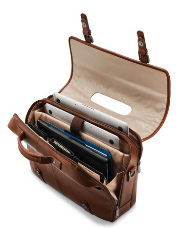Samsonite Classic Leather Flapover Briefcase for Business - Professional Laptop Bag for Men & Women - Durable Leather Work Bag for Office, Travel & Commuting