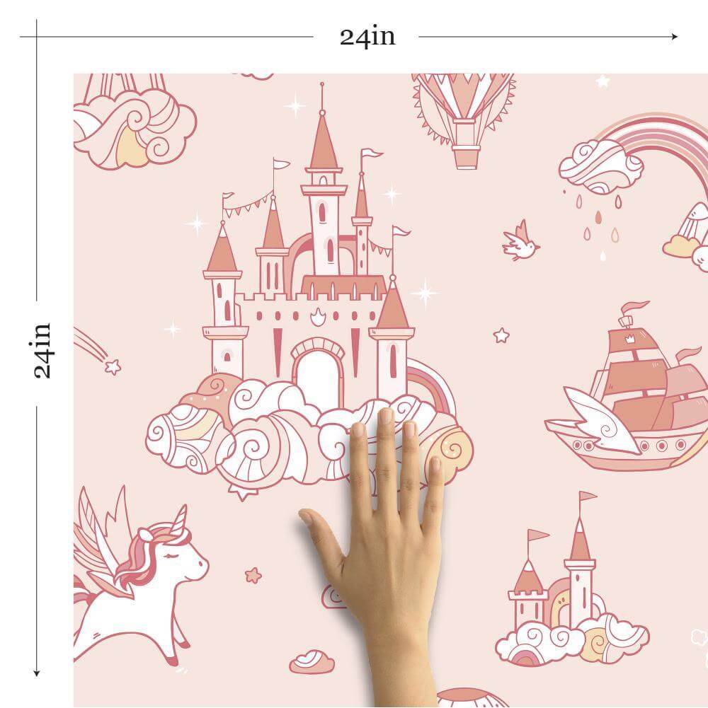 Pink Fantasy Baby Peel and Stick Removable Wallpaper 9668 - Self-Adhesive Nursery Decor for Girls Room, Bedroom & Playroom