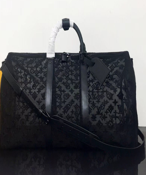 Louis Vuitton Abloh Keepall Bandouliere 50 Mesh Monogram Duffle Bag - Stylish Travel Companion for Weekend Getaways & Gym Essentials