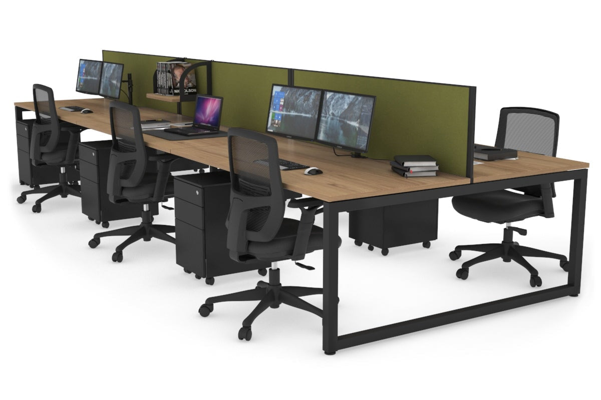 Quadro Loop Legs 6-Person Office Workstation - 1400L x 800W with Cable Management - Perfect for Open Office Layouts & Collaborative Workspaces