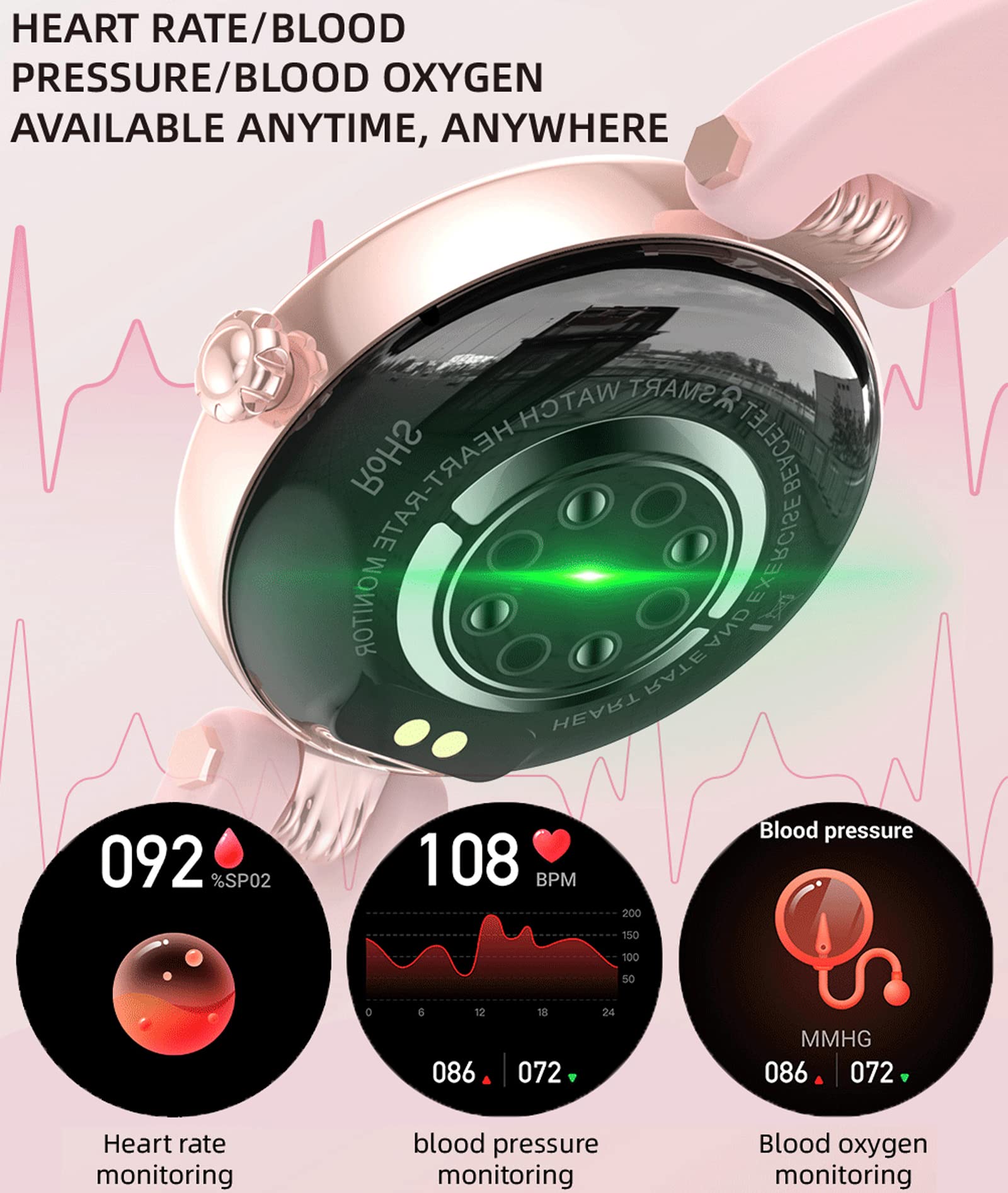 Yihou Smart Watch for Women - Fitness Tracker with Call Function, Step Counter, Heart Rate Monitor, Waterproof Activity Watch for Android & iPhone - Perfect for Workouts, Running & Daily Use