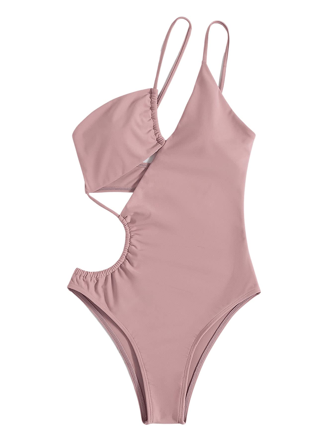 SweatyRocks Women's One Shoulder Cut Out Monokini Swimsuit - Sexy One Piece Bathing Suit for Women, Beachwear, Pool Party, Summer Vacation
