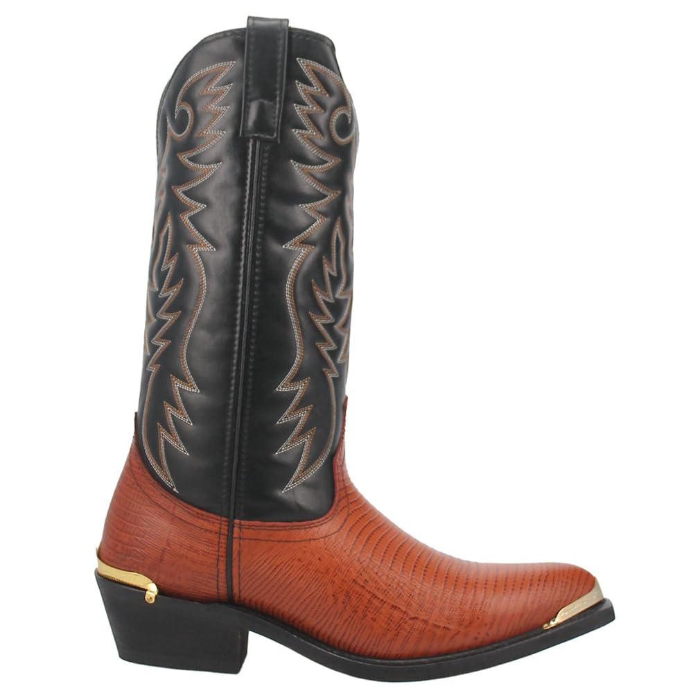Laredo Men's Atlanta Lizard Print Pointed Toe Dress Boots - Mid Calf Western Cowboy Boots for Men, Black Leather Formal Boots for Office, Wedding & Night Out