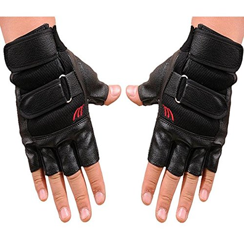 Men's Half Finger Leather Gym Gloves - Windproof Training & Fitness Gloves for Weightlifting, CrossFit, and Outdoor Workouts