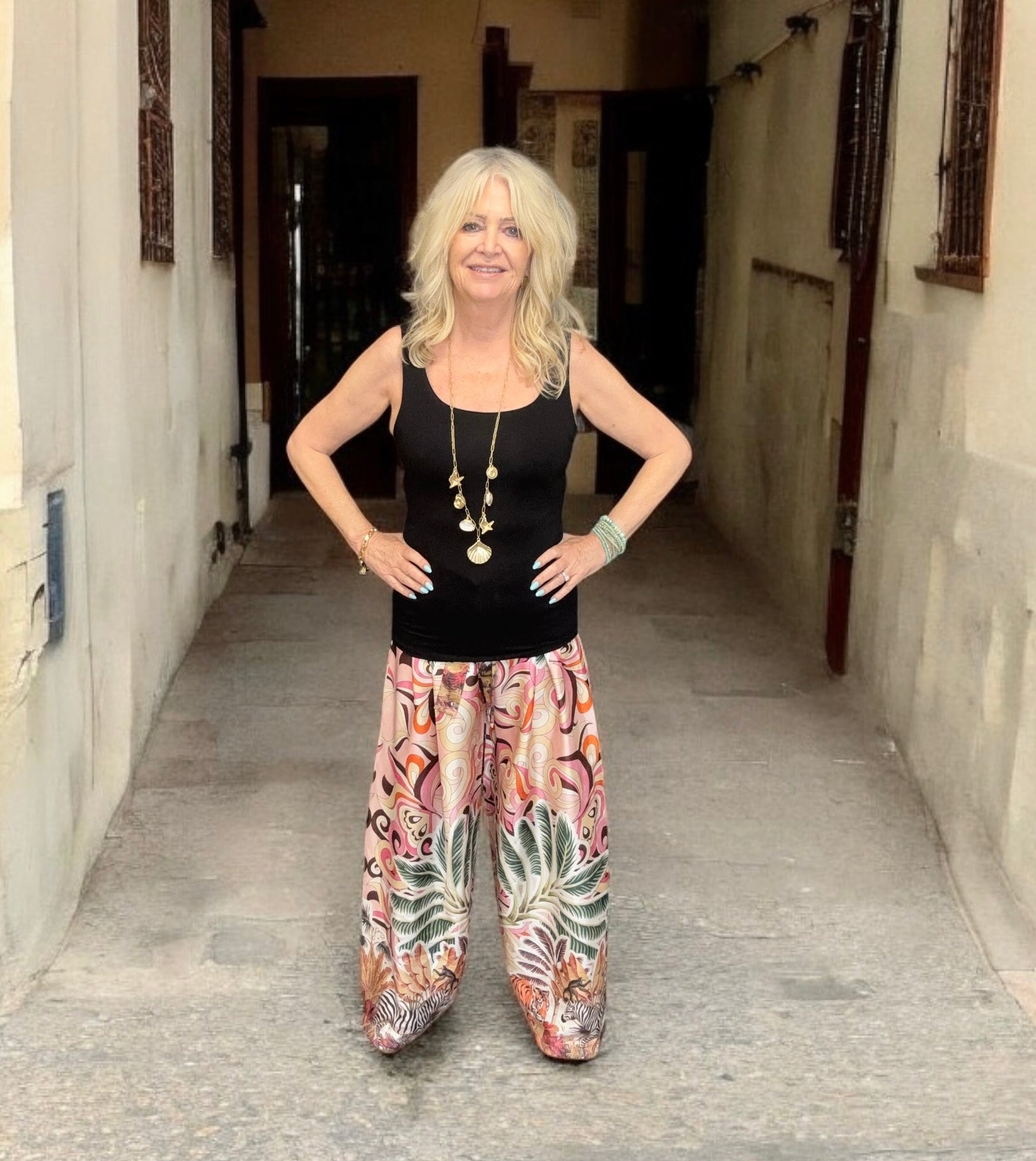 Stylish Pink Tropical Tie Trousers for Women - Perfect for Summer Vacations & Beach Parties
