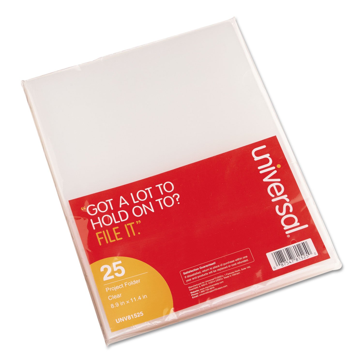 Universal 81525 Clear Poly Project Folders - Letter Size, Pack of 25 - Perfect for Office Organization, School Supplies & Document Storage