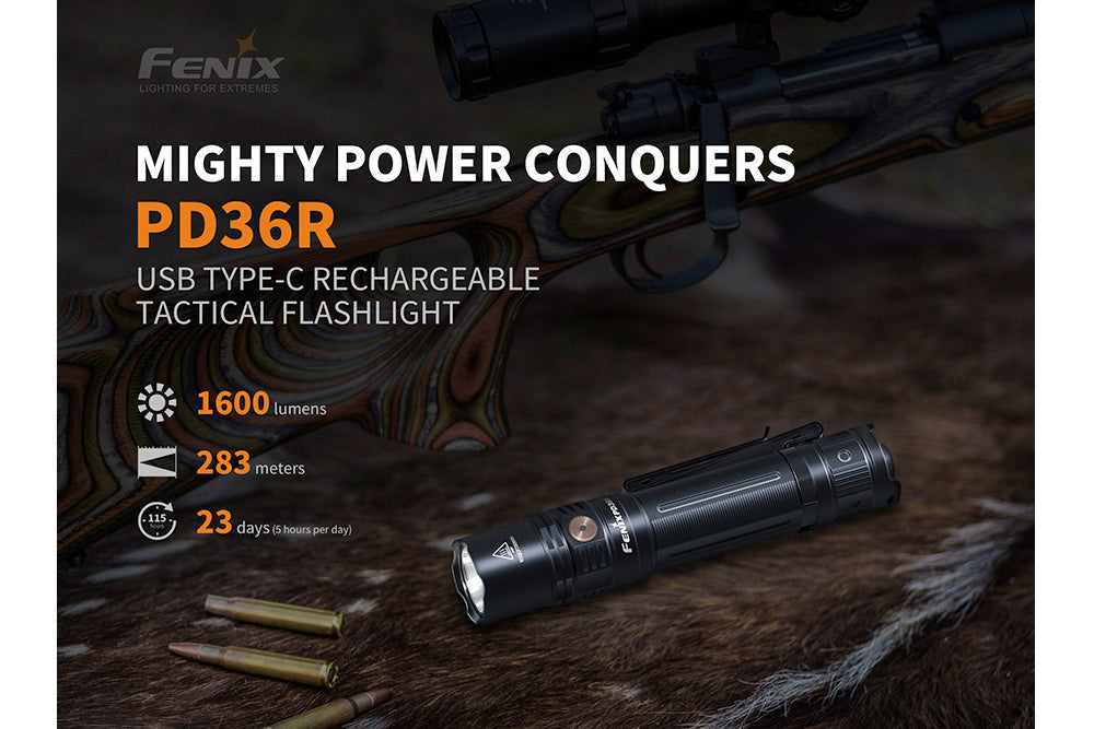 Fenix PD36R Tactical LED Flashlight - 2000 Lumens, USB-C Rechargeable, Waterproof for Outdoor, Camping, Hiking & Emergency Use