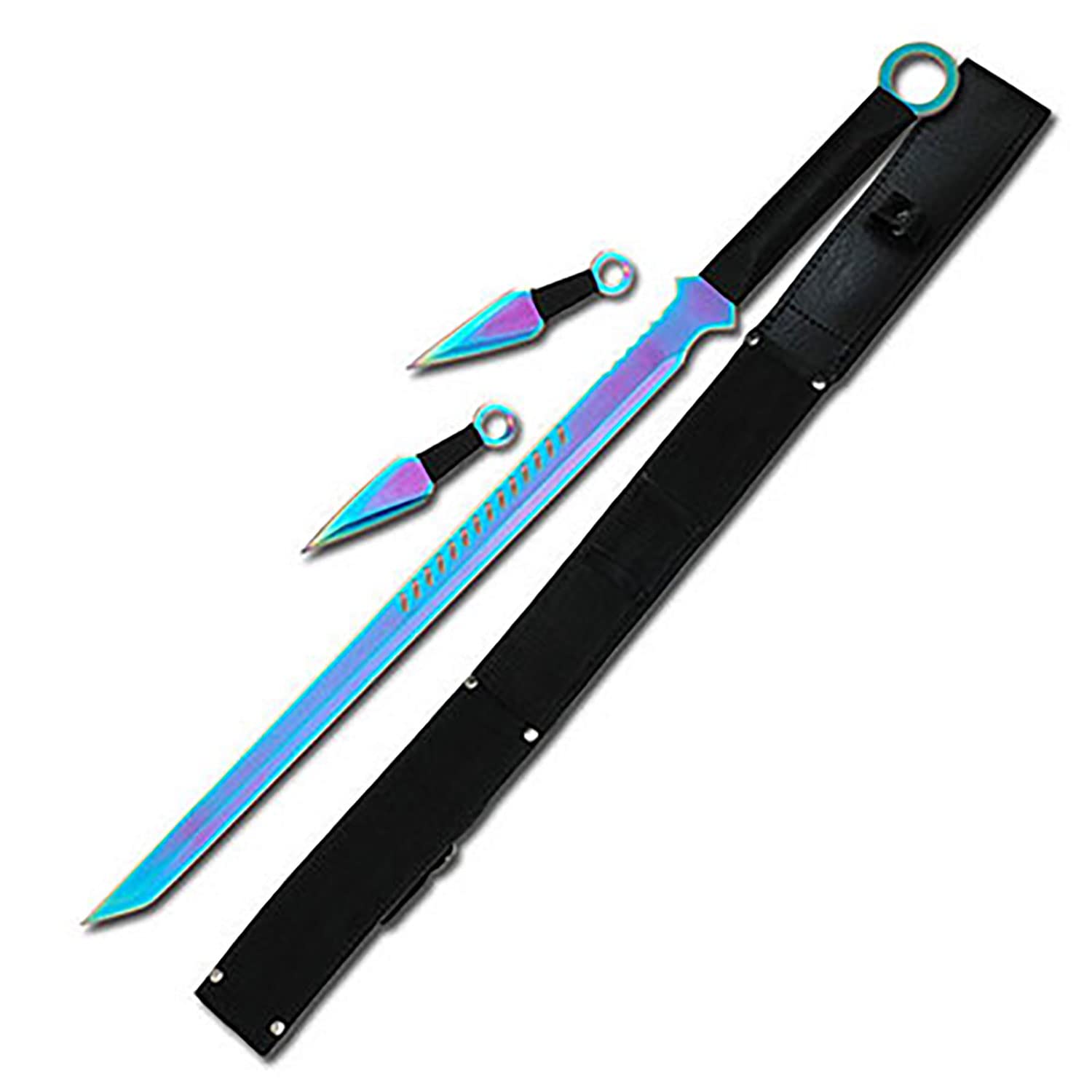 Fantasy Sword and Dual Throwing Knives Set - Medieval Cosplay, LARP, Halloween Costume Accessories - Perfect for Role-Playing, Collecting, and Themed Parties