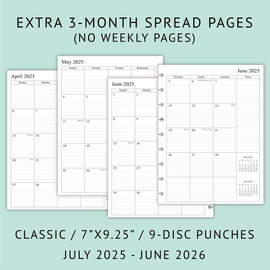 2025-2026 Happy Planner Classic Refill Pages - Weekly & Monthly Planner Inserts (July 2025-June 2026) | 7