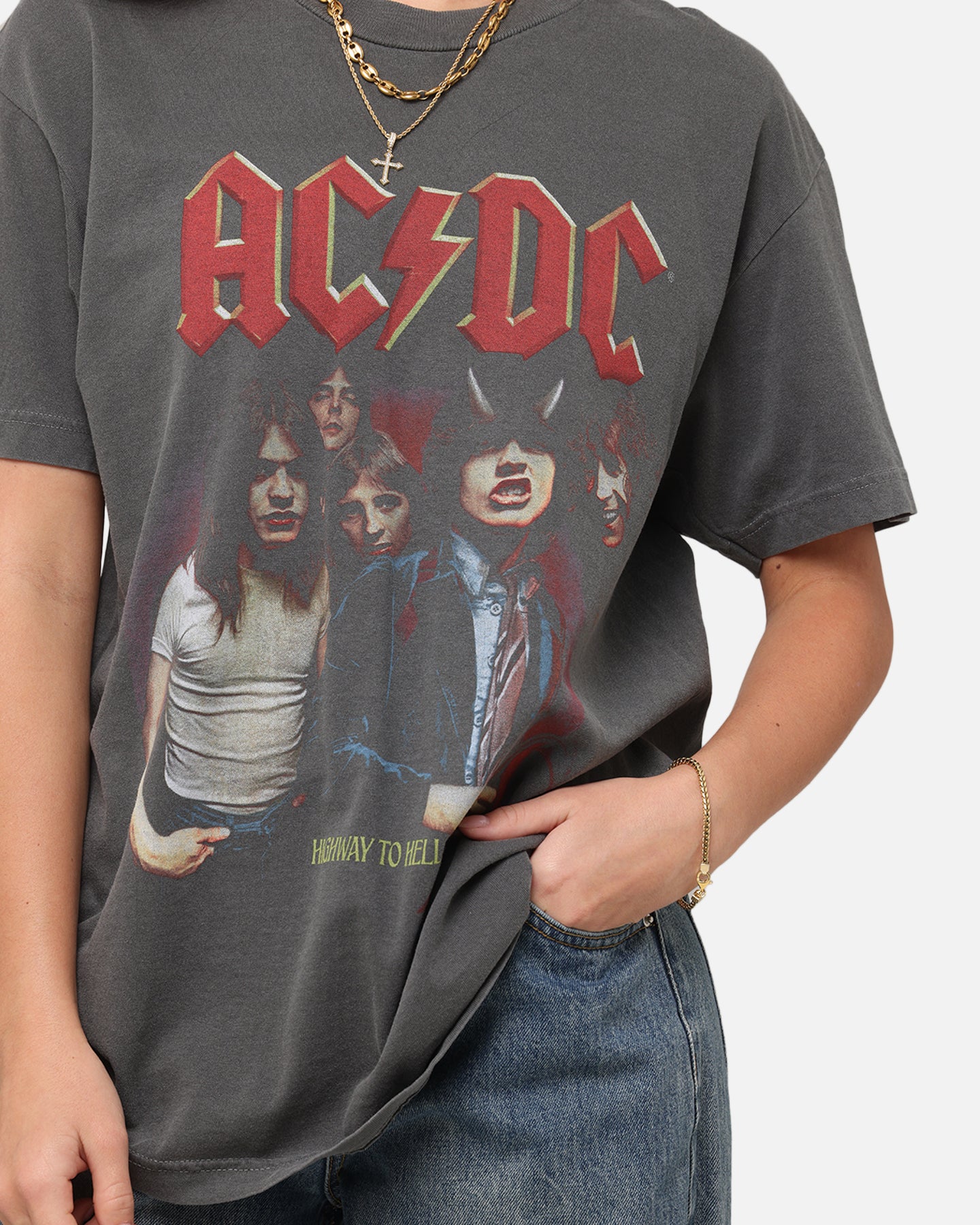 Vintage AC/DC Highway To Hell Rock Band T-Shirt - Faded Black Cotton Tee for Men & Women - Perfect for Concerts, Parties & Rock Music Fans