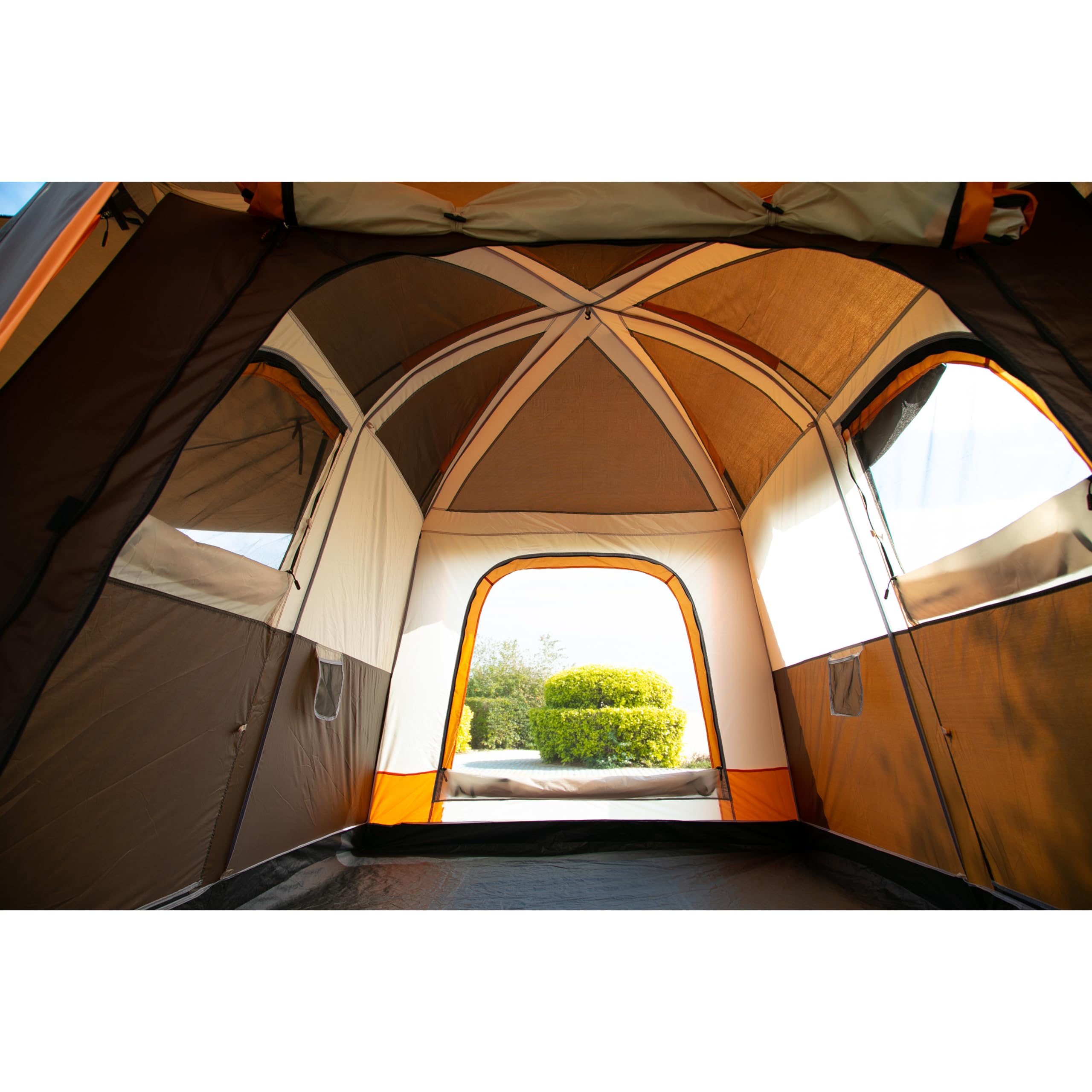 KTT 6-10 Person Large Family Cabin Tent - Waterproof Straight Wall Camping Tent with 3 Doors & 3 Mesh Windows - Spacious Outdoor Tent for Picnics, Camping Trips, Family Gatherings & Backyard Parties