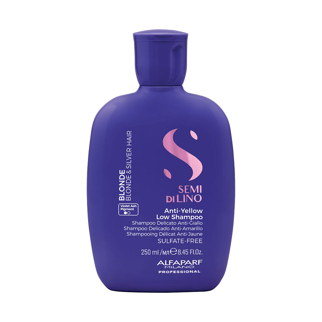 Alfaparf Milano Semi Di Lino Blonde Anti-Yellow Shampoo 250ml - Toning & Color Care for Blonde Hair - Perfect for Daily Use & Salon Treatments