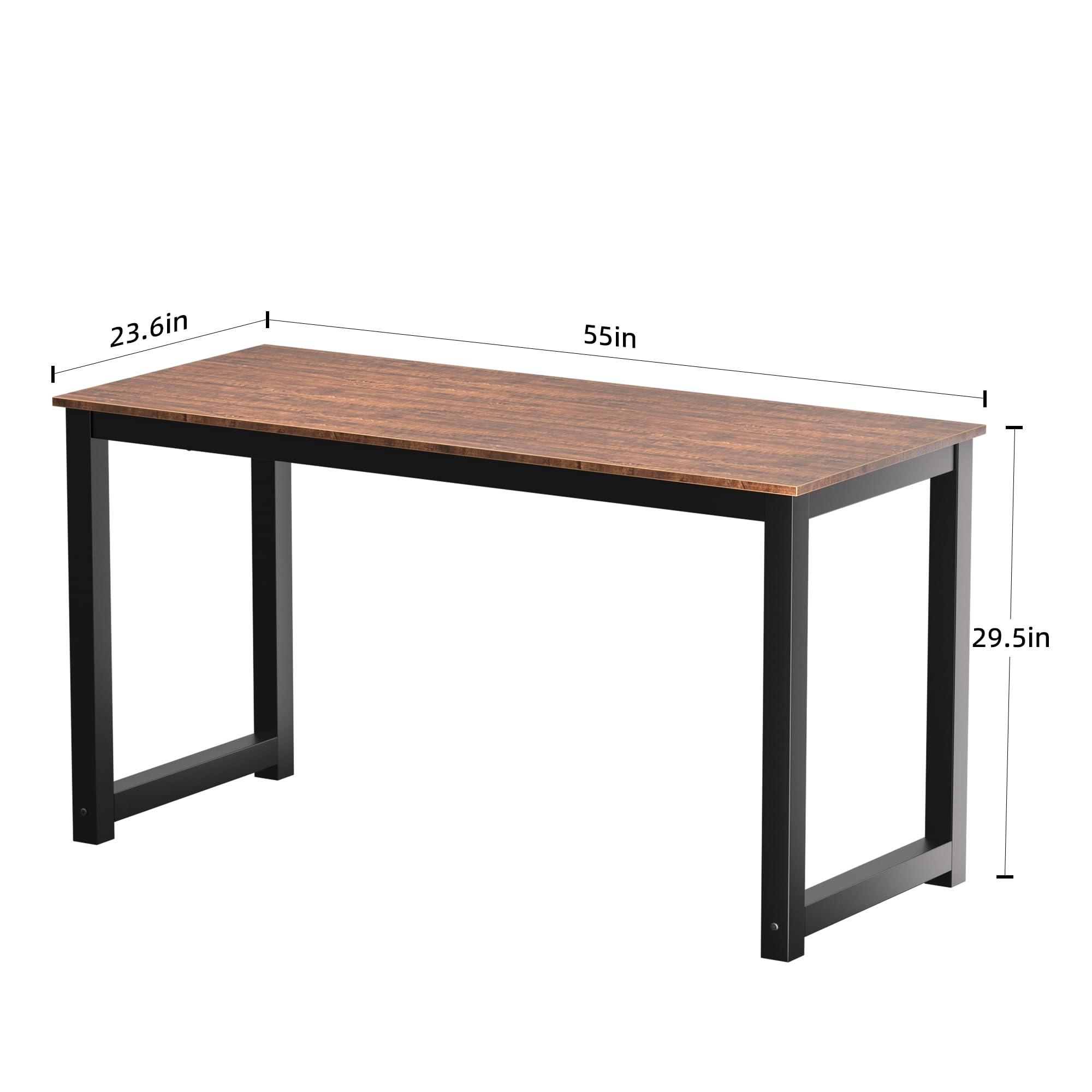55 Inch Modern Industrial Computer Desk - Home & Office Workstation with Leg Bars, Rustic Brown Writing Table for PC & Laptop | Perfect for Small Spaces, Gaming Setup & Remote Work