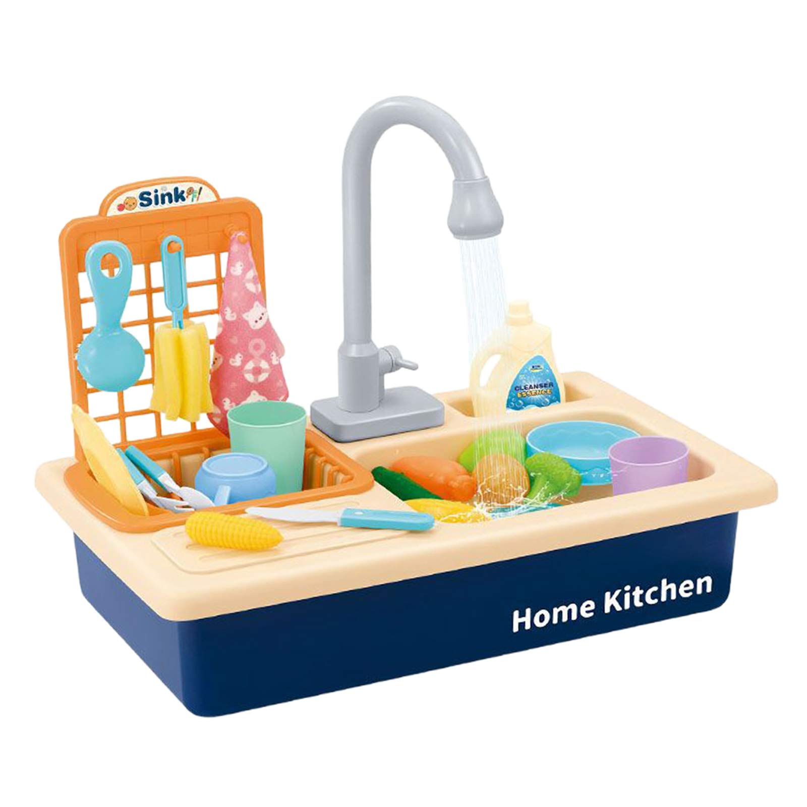 Amagogo Kids Kitchen Playset - Electric Dishwasher Toy with 22PCS Pretend Food & Cutting Play - Educational Role Playing Toys for Girls & Boys (Blue) | Perfect for Pretend Play, Early Learning & Family Fun